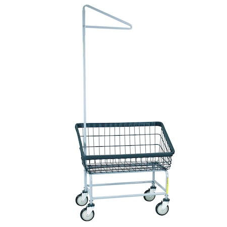 R&B Wire Products Dura-Seven Large Front Load Wire Laundry Cart with Single Pole Rack, 3.75 Bushel 200S91/D7